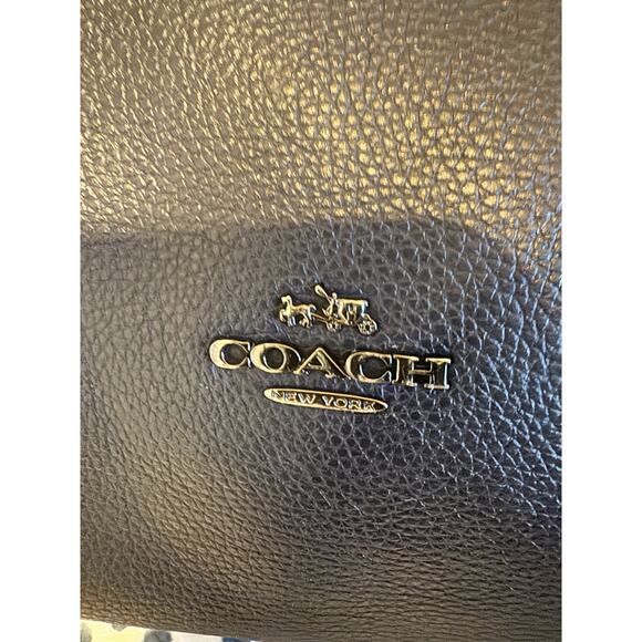 Coach Turnlock Edie Shoulder Bag Dark Blue Pebbled Leather Pewter - Picture 9 of 10